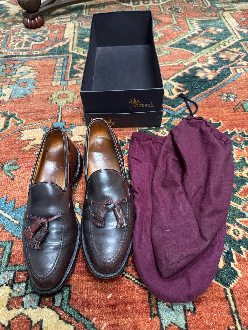 Allen Edmonds Dark Brown Leather Tassel Loafers